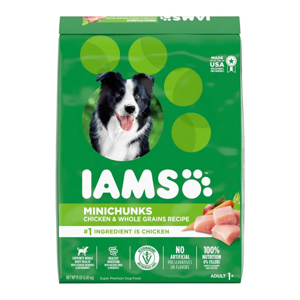 IAMS Minichunks Small Kibble High Protein Adult Dry Dog Food Real Chicken